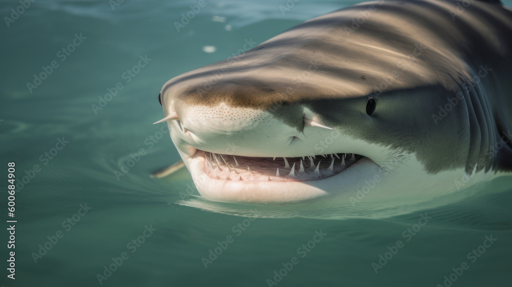 Naklejka premium close up tiger shark generative AI