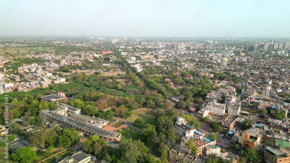 Agra: Aerial view of famous city in India (Uttar Pradesh) - landscape panorama of South Asia from above Agra: Aerial view of famous city in India (Uttar Pradesh) - landscape panorama of South Asia from above