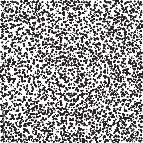 Square filled with small dots, black. A square to use as a background for your designs, made with messy and irregular black dots.