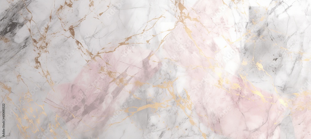 Marble stone texture background design. Soft white pink gold colors. Generative AI technology.