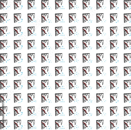 Many toothy mouths with splashes of saliva form a funny cartoon pattern