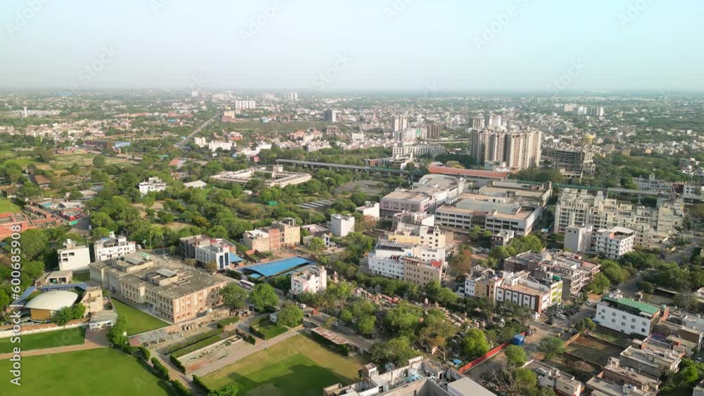 Agra: Aerial view of famous city in India (Uttar Pradesh) - landscape panorama of South Asia from above Agra: Aerial view of famous city in India (Uttar Pradesh) - landscape panorama of South Asia from above