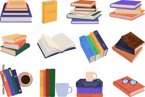 set of book in doodle style isolated vector