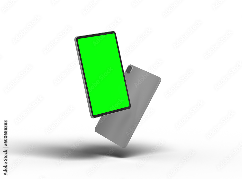 Customizable mockup of a luxury tablet with changeable screen design on transparent background. 3D Render Customizable mockup of a luxury tablet with changeable screen design on transparent background. 3D Render