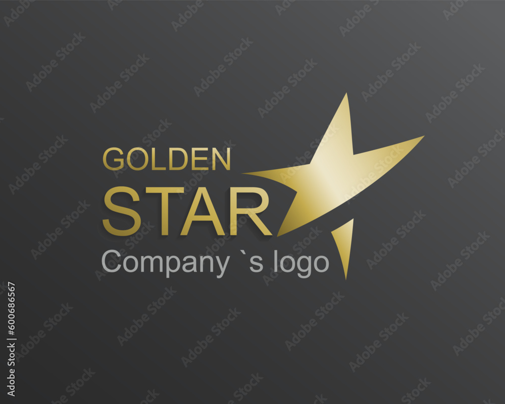 Obraz premium Golden Star. Premium class. Vector company logo. Elegant star logo concept on dark background.