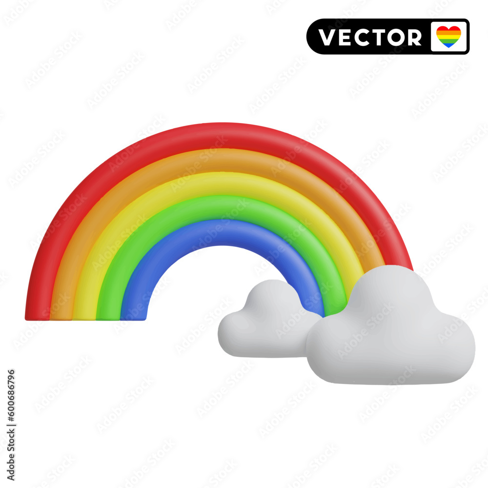 rainbow and cloud 3D vector icon set, on a white background rainbow and cloud 3D vector icon set, on a white background