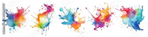 Panel kuchenny z motywem Watercolor splash collection isolated on transparent white background