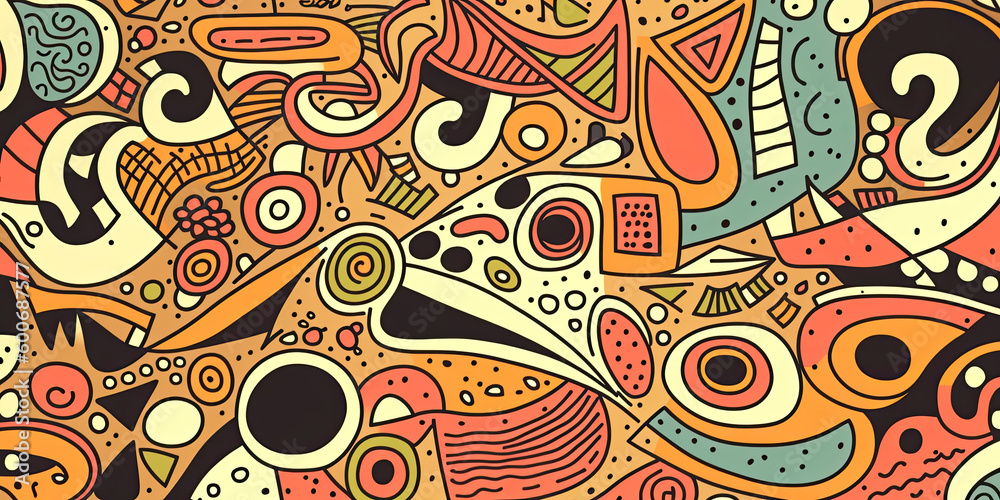 Abstract doodle pattern background - Generative AI Abstract doodle pattern background - Generative AI