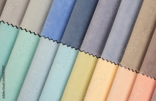 Test palette of soft fabric in pastel colors