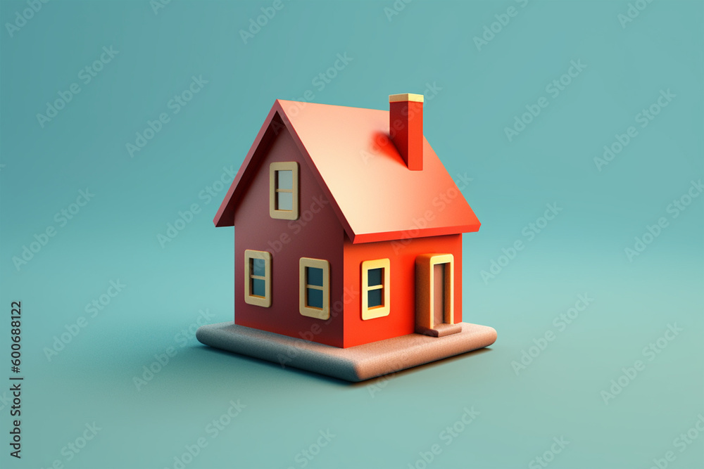 Cute little home icon 3d, generative ai, generative, ai Cute little home icon 3d, generative ai, generative, ai