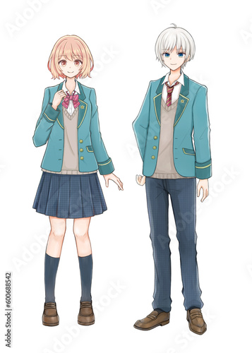 男子学生と女子学生の立ち絵セット