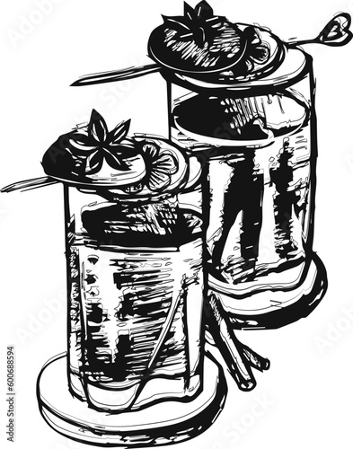 hand drawn illustration of a cocktails