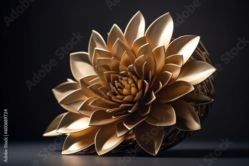 Abstract golden flower shape at floral composition generative ai