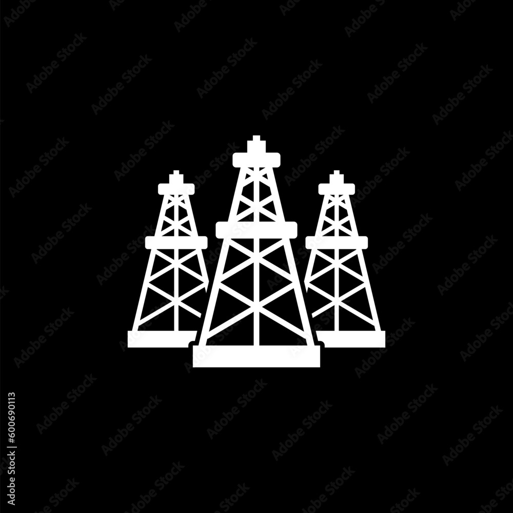 Oil gusher icon isolated on black background Oil gusher icon isolated on black background
