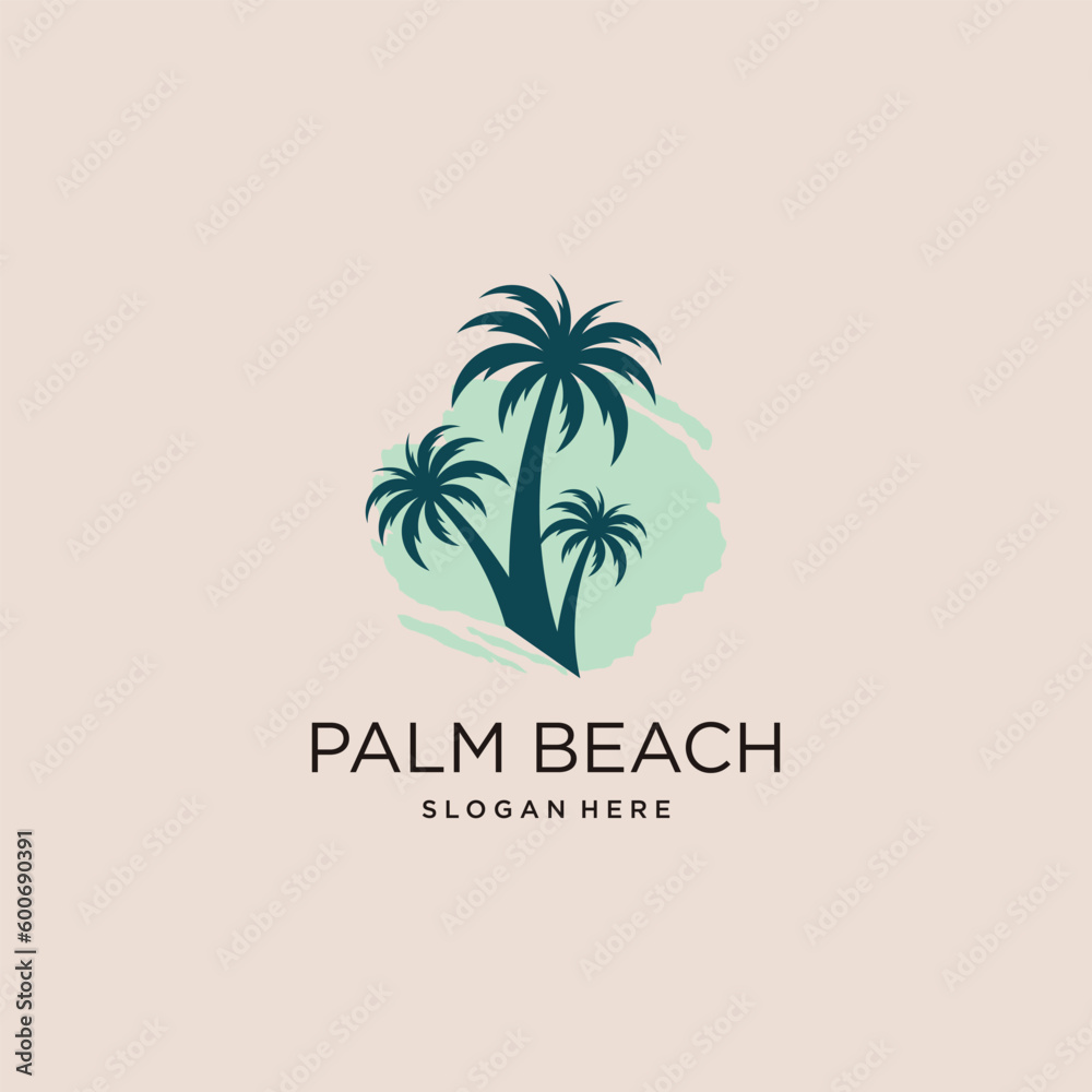 Palm tree logo design vector icon with modern idea
