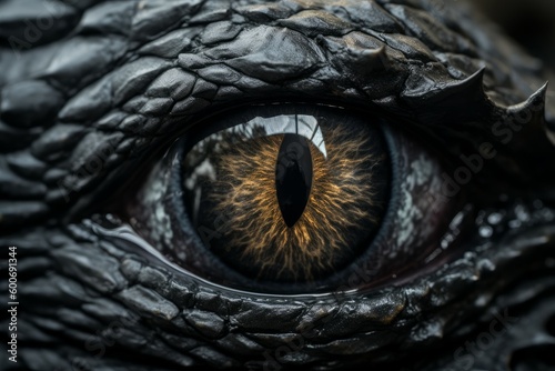 Black dragon eye lizard. Generate Ai