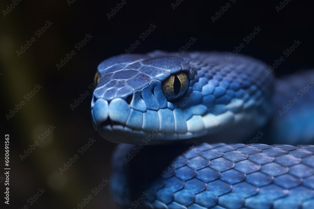 Blue viper snake head. Generate Ai Blue viper snake head. Generate Ai