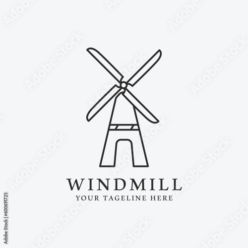 windmill line art icon logo design vector illustration