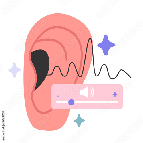 Hearing loss concept. Human ear disease or disability. Deaf person