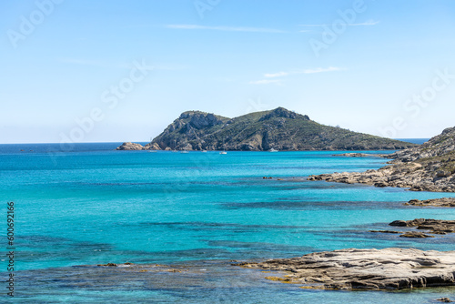 Coastline with turquoise and blue sea near St. Tropez, Côte d'Azur, South of France