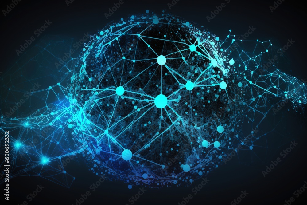 Blue technology abstract background of connection network Blue technology abstract background of connection network