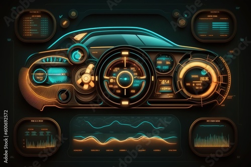 Diagnostic Auto in HUD style. Car service in the style of HUD