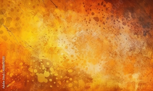 Yellow orange background with texture and distressed vintage grunge and watercolor  generative AI