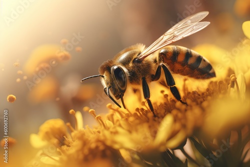 Honey bee closeup. Generate Ai © nsit0108
