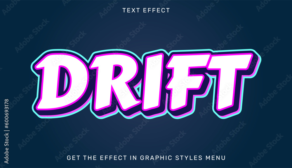 Drift text effect in 3d style