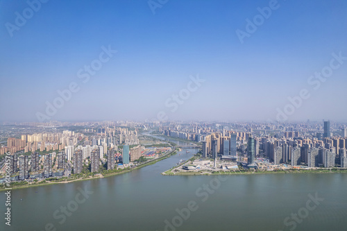 Skyline of Beichen Delta, East Bank of Xiangjiang River, Changsha, China © Lili.Q
