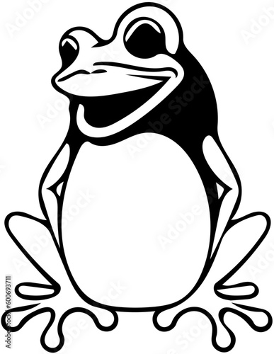 фотографія Black and white frog logo design, vector illustration of a froggy
