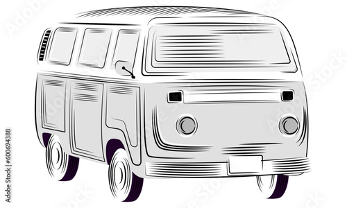 Summer vacation camping car isolated retro style