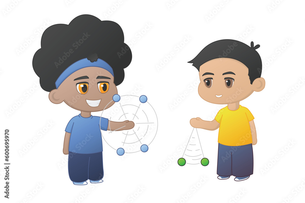 illustration of two little kids playing lato lato