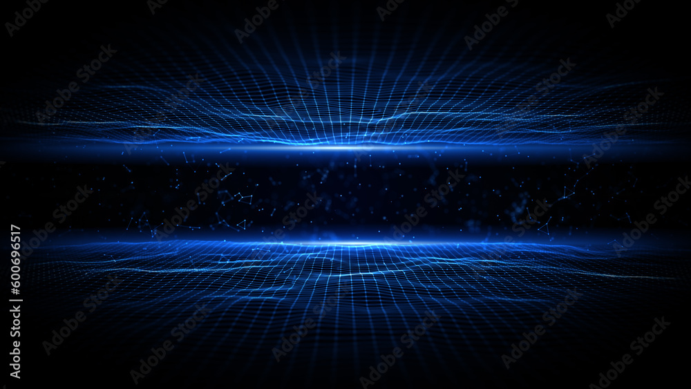 Abstract blue dot and line connection, Technology abstract background, Digital cyberspace background 3d Rendering Abstract blue dot and line connection, Technology abstract background, Digital cyberspace background 3d Rendering