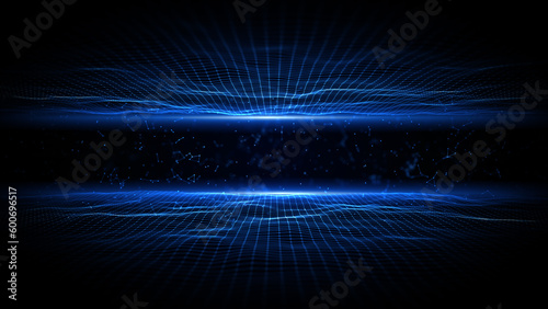 Abstract blue dot and line connection, Technology abstract background, Digital cyberspace background 3d Rendering