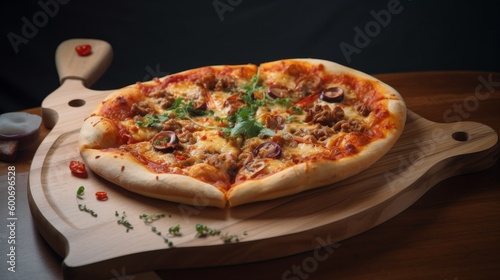 Pizza  traditional Italian pizza. Cooking pizza. AI generative.