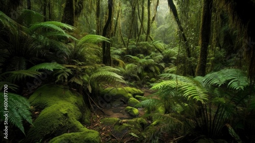 Rain forest background. AI generative. © vadymstock