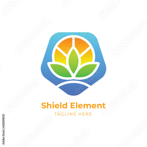 modern logo gradient eco friendly shield element