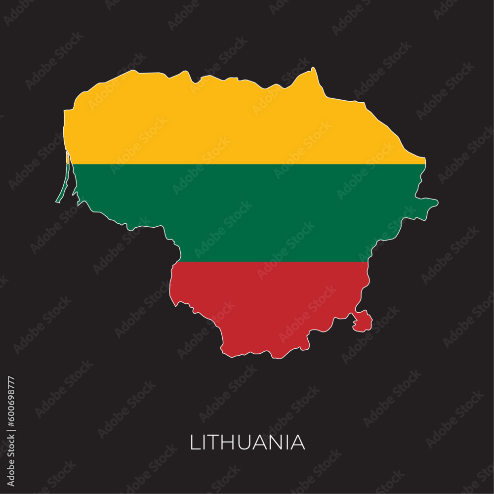 Lithuania map and flag. Detailed silhouette vector illustration Lithuania map and flag. Detailed silhouette vector illustration