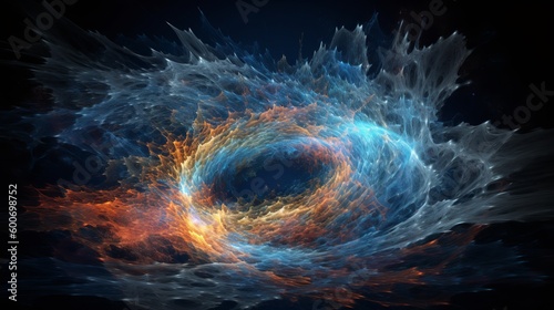 Scientific theory of the moment of big bang 3d visualisation. AI generative.