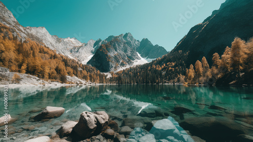 Mountain Lake peaceful meditation landscape view © Peter