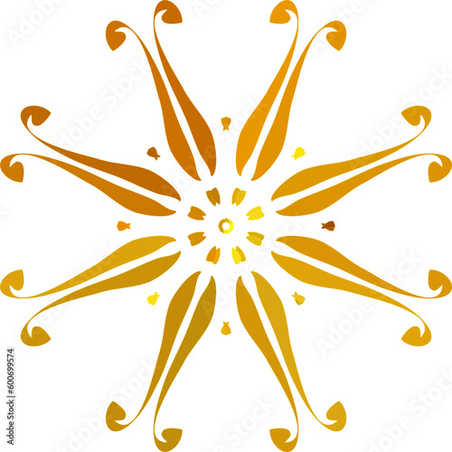 golden floral vector circular ornament on white background