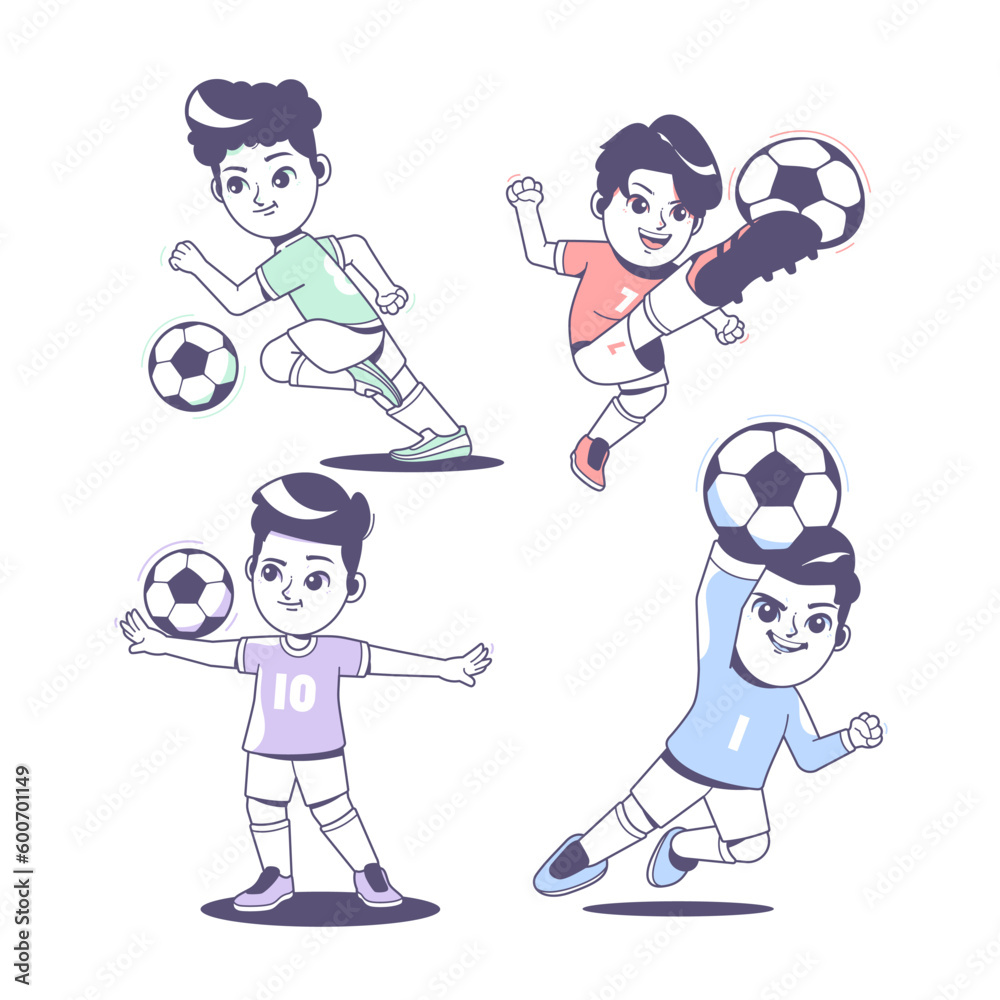 Naklejka premium cute football player cartoon illustration design