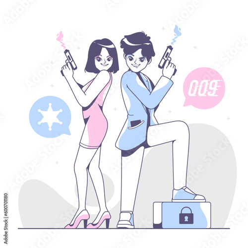 secret agent cartoon illustration design