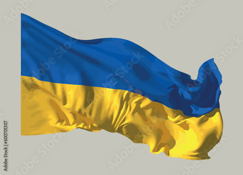 The flag of the State of Ukraine develops in the wind. Vector.
