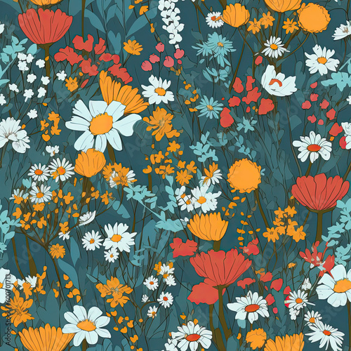 Wonderful Seamless Colorful Floral Texture Pattern