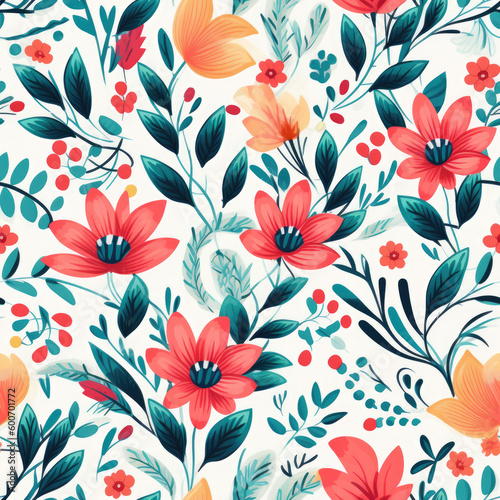 Wonderful Seamless Colorful Floral Texture Pattern Generative AI