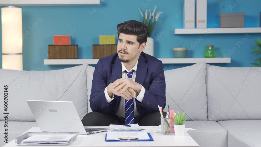 Unhappy and thoughtful businessman in suit. Unhappy and thoughtful businessman in suit.