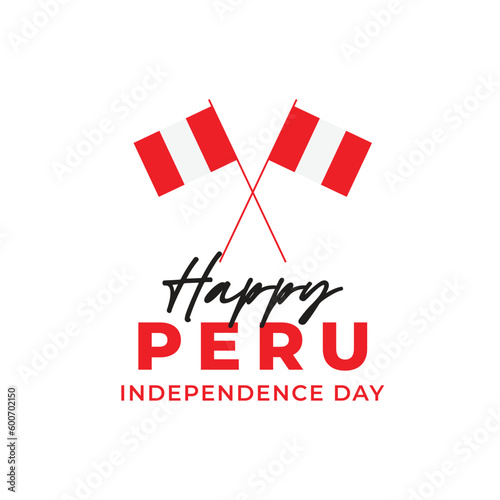 Peru waving flag banner design template. Design for national day celebrations 