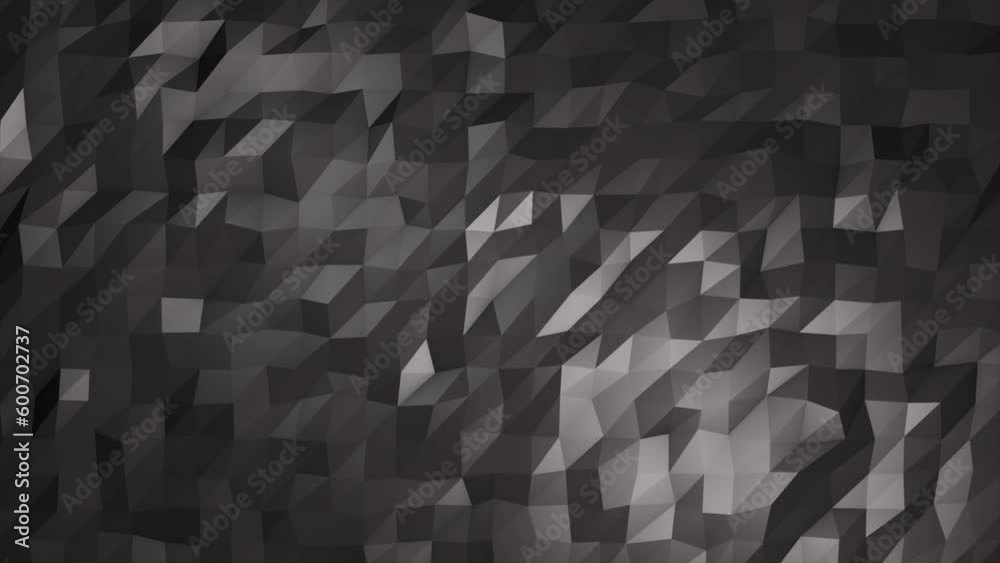 Abstract gray looped seamless low poly triangular mesh background, 4k video, 60 fps